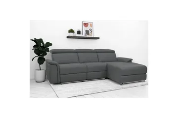 Hörnsoffa 3-sits Pareli Grå, Läder/PU, Höger manuell vilstol - Grå, Läder/PU, Höger manuell vilstol - Möbler - Soffa - Biosoffa & reclinersoffa