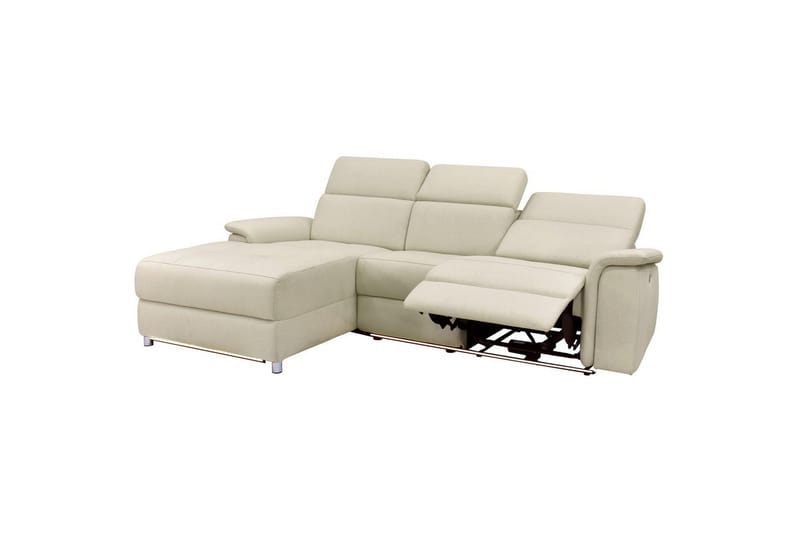 Hörnsoffa 3-sits Pareli Vit, Sunday tyg, Vänster Manuell Fåtölj - Vit, Sunday tyg, Vänster Manuell Fåtölj - Möbler - Soffa - Biosoffa & reclinersoffa