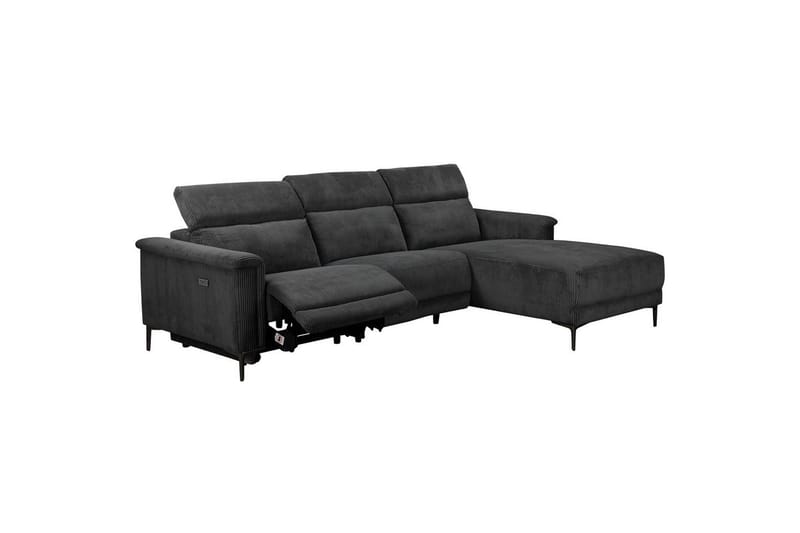 Lund 3-sits Högervänd Hörnsoffa med Recliner och Schäslong i Manchester - Grå - Möbler - Soffa - Biosoffa & reclinersoffa