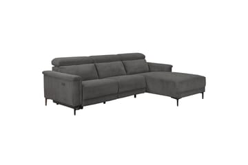 Lund 3-sits Högervänd Hörnsoffa med Recliner och Schäslong i Manchester - Grå - Möbler - Soffa - Biosoffa & reclinersoffa