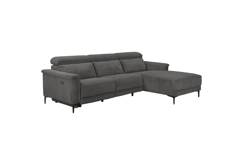 Lund 3-sits Högervänd Hörnsoffa med Recliner och Schäslong i Manchester - Grå - Möbler - Soffa - Biosoffa & reclinersoffa