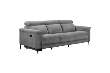 Lund 3-sits Rektangulär Biosoffa med Recliner 222 cm i Manchester - Grå - Möbler - Soffa - Biosoffa & reclinersoffa