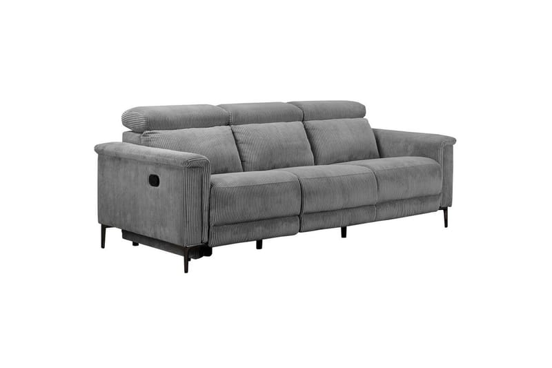 Lund 3-sits Rektangulär Biosoffa med Recliner 222 cm i Manchester - Grå - Möbler - Soffa - Biosoffa & reclinersoffa