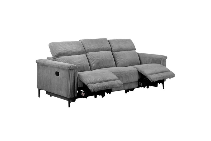 Lund 3-sits Rektangulär Biosoffa med Recliner 222 cm i Manchester - Grå - Möbler - Soffa - Biosoffa & reclinersoffa