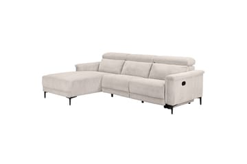 Lund 3-sits Vänstervänd Hörnsoffa med Recliner och Nackstöd i Manchester - Vit - Möbler - Soffa - Biosoffa & reclinersoffa