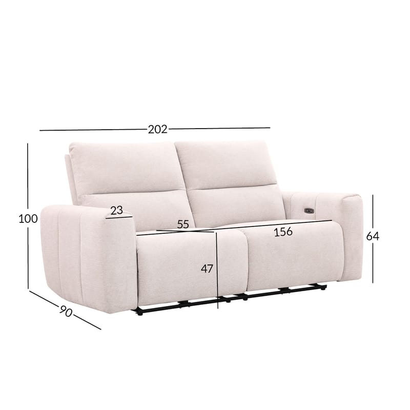 Reclinersoffa Ödmark 3-sits med elektrisk mekanism - ljusbeige - Möbler - Soffa - Biosoffa & reclinersoffa