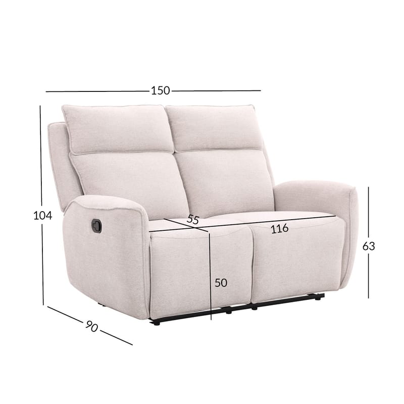 Reclinersoffa Östvik 2-sits med manuell mekanism - beige - Möbler - Soffa - Biosoffa & reclinersoffa