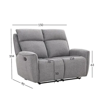 Reclinersoffa Östvik 2-sits med manuell mekanism - grå - Möbler - Soffa - Biosoffa & reclinersoffa