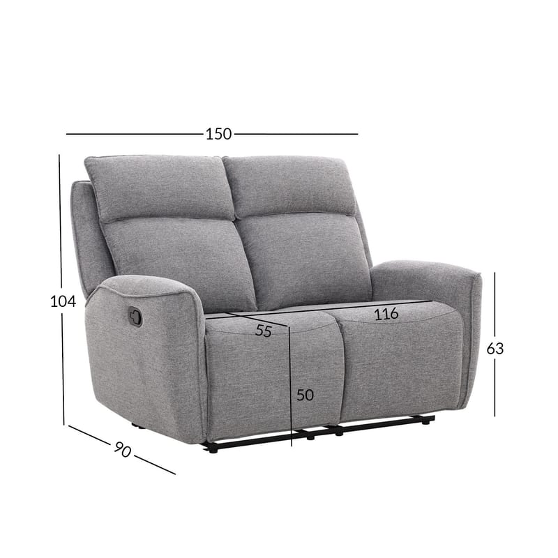 Reclinersoffa Östvik 2-sits med manuell mekanism - grå - Möbler - Soffa - Biosoffa & reclinersoffa