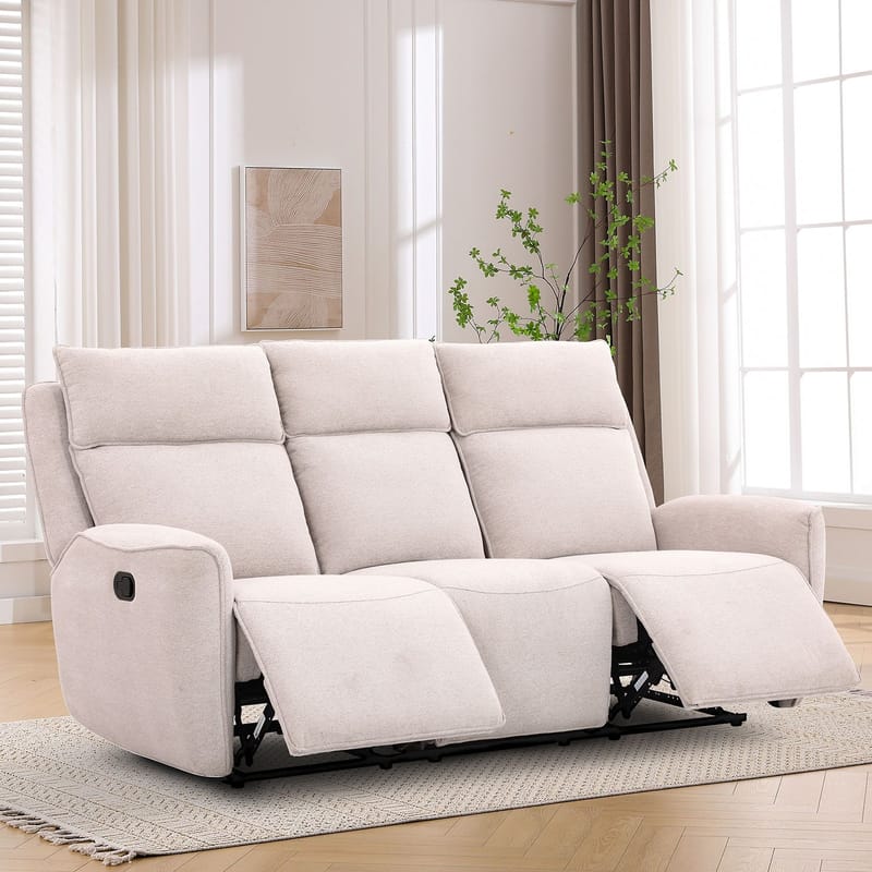 Reclinersoffa Östvik 3-sits med manuell mekanism - beige - Möbler - Soffa - Biosoffa & reclinersoffa