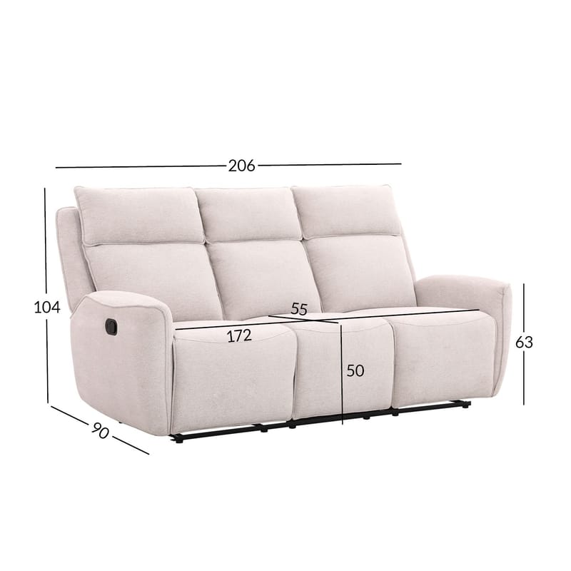 Reclinersoffa Östvik 3-sits med manuell mekanism - beige - Möbler - Soffa - Biosoffa & reclinersoffa