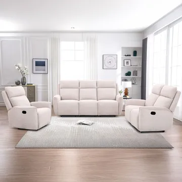 Reclinersoffa Östvik 3-sits med manuell mekanism - beige - Möbler - Soffa - Biosoffa & reclinersoffa