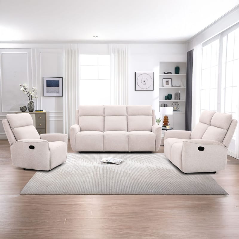 Reclinersoffa Östvik 3-sits med manuell mekanism - beige - Möbler - Soffa - Biosoffa & reclinersoffa