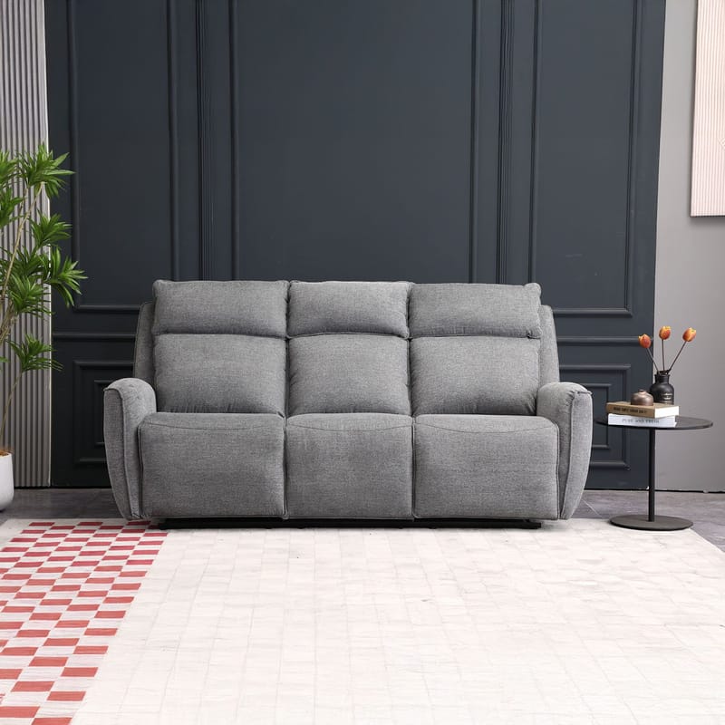 Reclinersoffa Östvik 3-sits med manuell mekanism - grå - Möbler - Soffa - Biosoffa & reclinersoffa