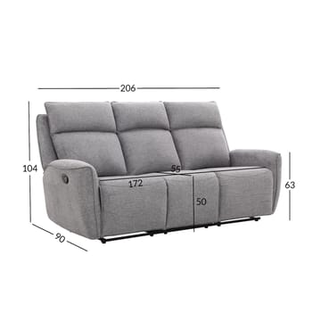 Reclinersoffa Östvik 3-sits med manuell mekanism - grå - Möbler - Soffa - Biosoffa & reclinersoffa