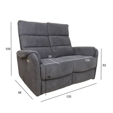 Reclinersoffa Dalsor 2-sits med elektrisk mekanism - Grå - Möbler - Soffa - Biosoffa & reclinersoffa