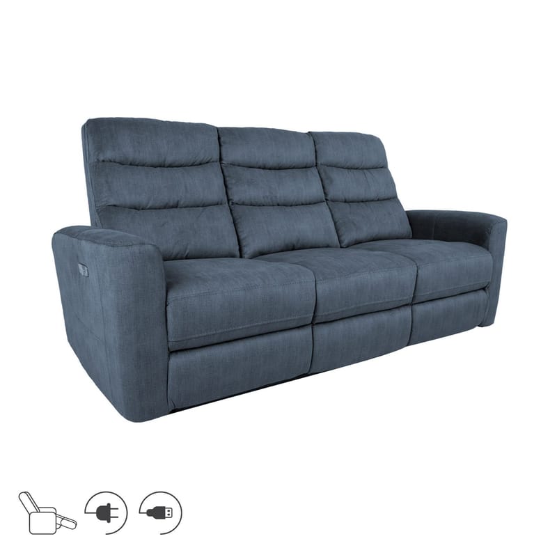 Reclinersoffa Darvi 3-sits med elektrisk mekanism - blå - Möbler - Soffa - Biosoffa & reclinersoffa