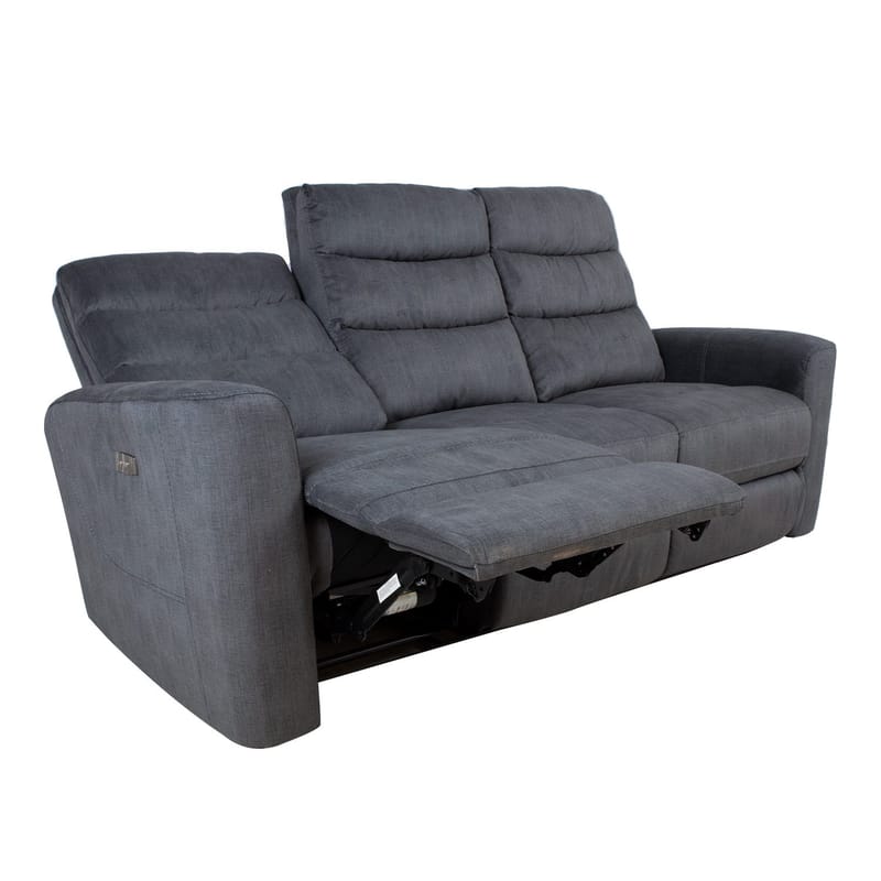 Reclinersoffa Darvi 3-sits med elektrisk mekanism - Grå sammet - Möbler - Soffa - Biosoffa & reclinersoffa