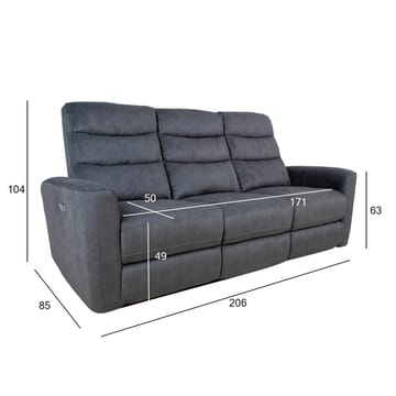 Reclinersoffa Darvi 3-sits med elektrisk mekanism - Grå sammet - Möbler - Soffa - Biosoffa & reclinersoffa