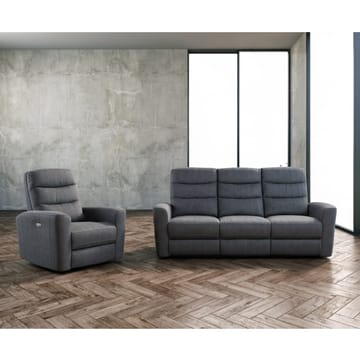 Reclinersoffa Darvi 3-sits med elektrisk mekanism - Grå sammet - Möbler - Soffa - Biosoffa & reclinersoffa