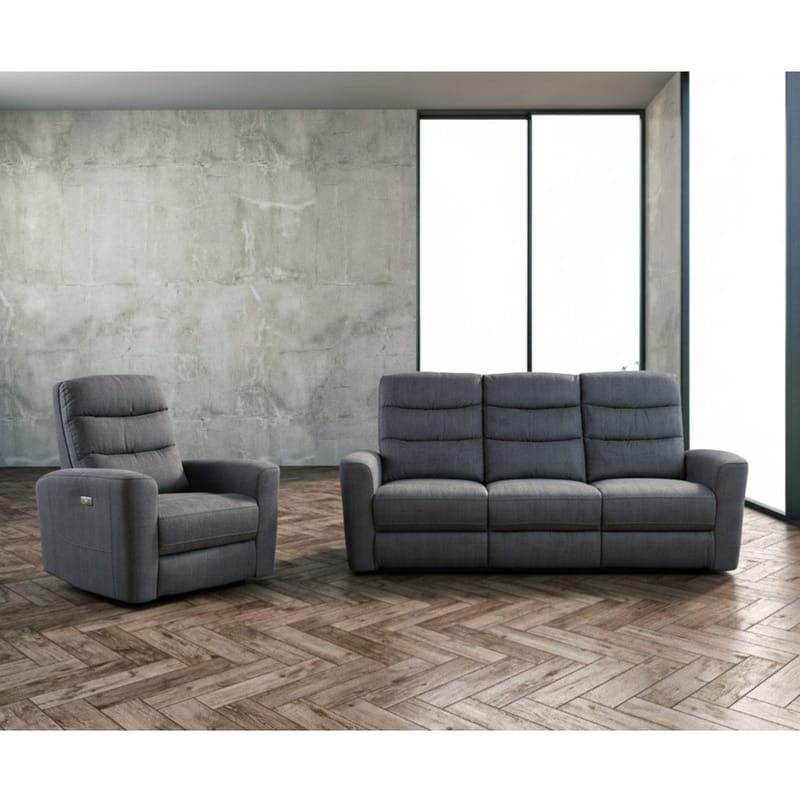 Reclinersoffa Darvi 3-sits med elektrisk mekanism - Grå sammet - Möbler - Soffa - Biosoffa & reclinersoffa