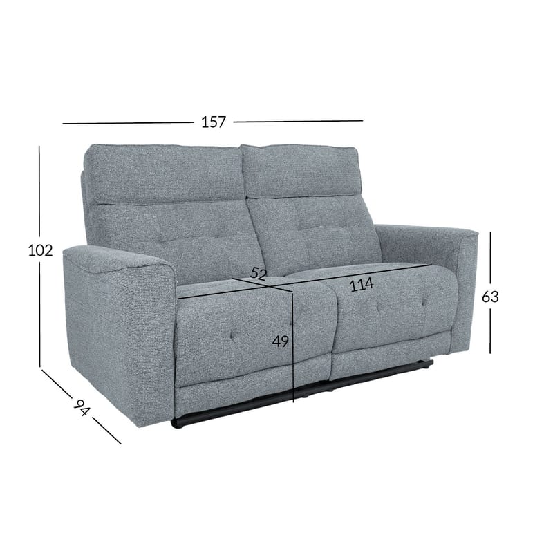 Reclinersoffa Glendor 2-sits med elektrisk mekanism - Blågrå - Möbler - Soffa - Biosoffa & reclinersoffa