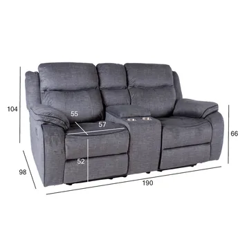 Reclinersoffa Iskmar 2-sits med manuell mekanism - grå - Möbler - Soffa - Biosoffa & reclinersoffa