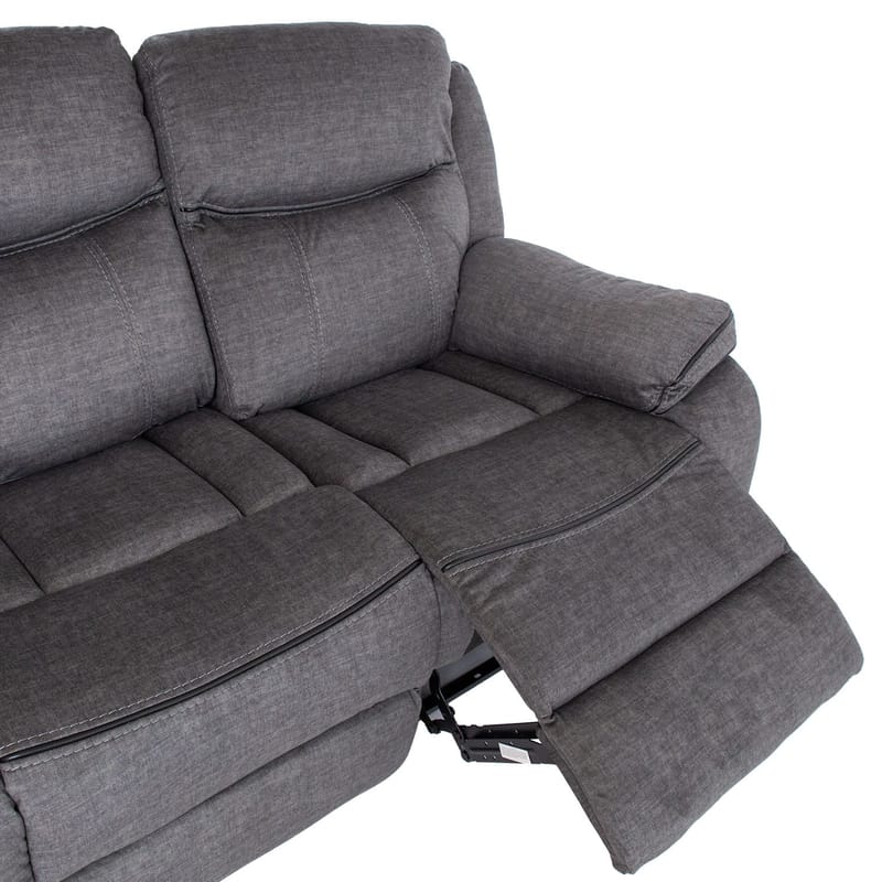 Reclinersoffa Iskmar 3-sits med manuell mekanism - Grå - Möbler - Soffa - Biosoffa & reclinersoffa