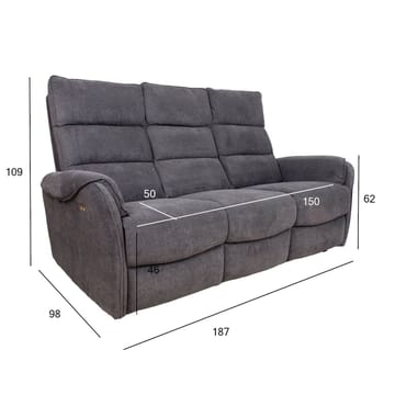 Reclinersoffa Mörvik 3-sits med elektrisk mekanism - blågrå - Möbler - Soffa - Biosoffa & reclinersoffa