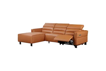 Reclinersoffa med hörn Loft24 Carpari Reclinersoffa 3-sits Brown Left-faced Artificial leather - Möbler - Soffa - Biosoffa & reclinersoffa