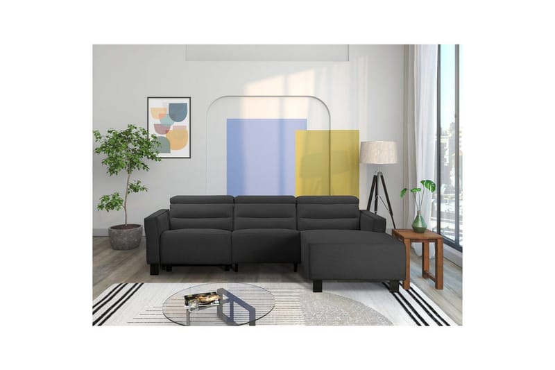Reclinersoffa med hörn Loft24 Carpari Reclinersoffa 3-sits Grå Höger Belfast tyg - Möbler - Soffa - Biosoffa & reclinersoffa