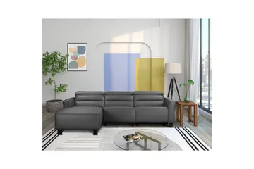 Reclinersoffa med hörn Loft24 Carpari Reclinersoffa 3-sits Grey Left-faced Artificial leather - Möbler - Soffa - Biosoffa & reclinersoffa