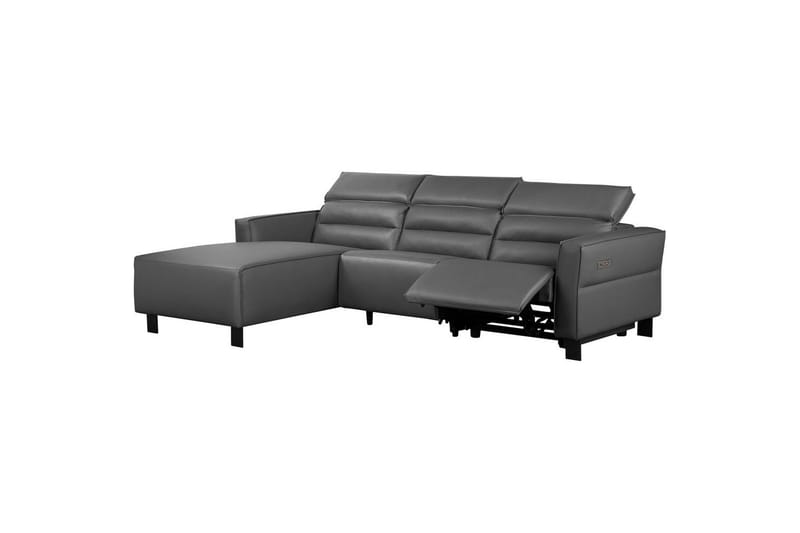 Reclinersoffa med hörn Loft24 Carpari Reclinersoffa 3-sits Grey Left-faced Artificial leather - Möbler - Soffa - Biosoffa & reclinersoffa