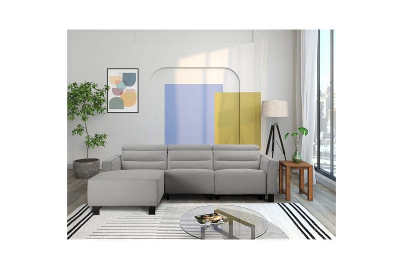 Reclinersoffa med hörn Loft24 Carpari Reclinersoffa 3-sits Grey Left-faced Belfast fabric - Möbler - Soffa - Biosoffa & reclinersoffa