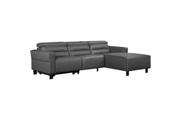 Reclinersoffa med hörn Loft24 Carpari Reclinersoffa 3-sits Grey Right-faced Artificial leather - Möbler - Soffa - Biosoffa & reclinersoffa