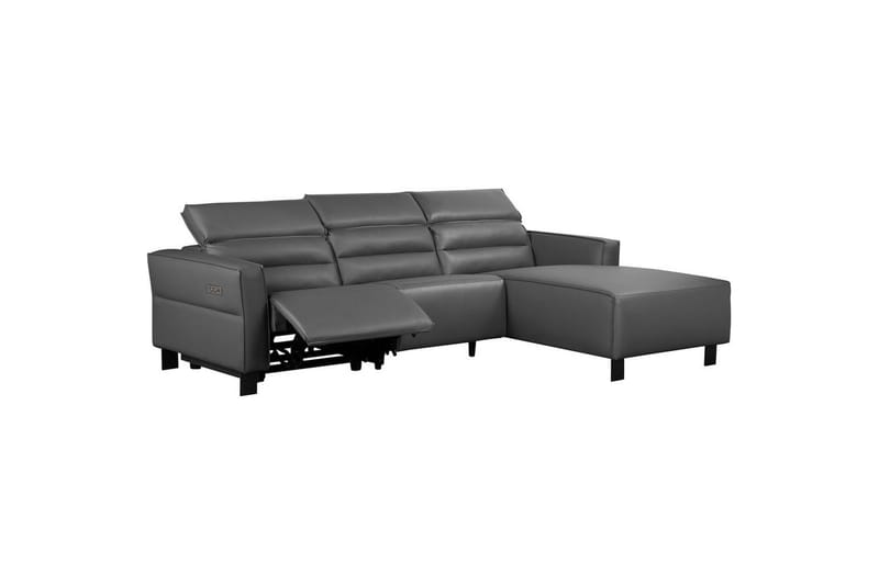 Reclinersoffa med hörn Loft24 Carpari Reclinersoffa 3-sits Grey Right-faced Artificial leather - Möbler - Soffa - Biosoffa & reclinersoffa