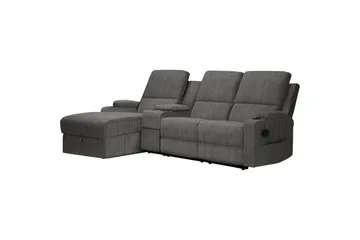 Reclinersoffa med hörn Loft24 Dallas Reclinersoffa 3-sits Grå Vänster - Möbler - Soffa - Biosoffa & reclinersoffa