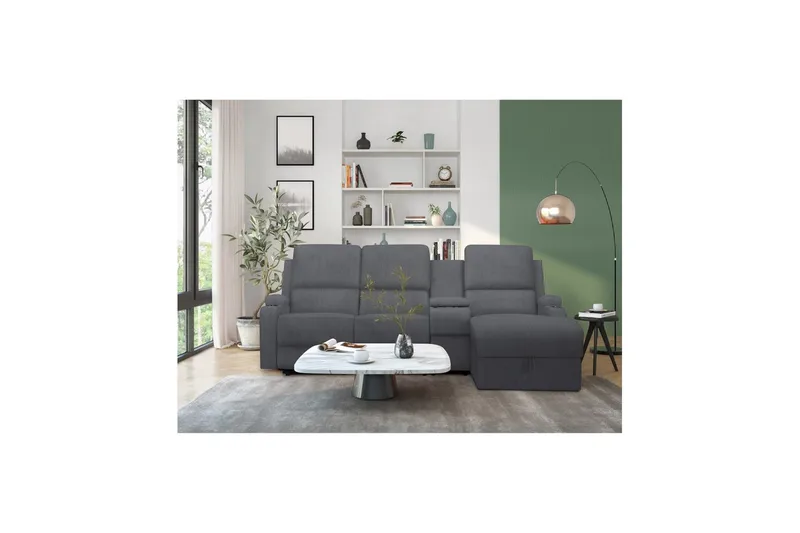 Reclinersoffa med hörn Loft24 Hörnsoffa 3-sits Loft24 Dallas Grey Right-faced - Möbler - Soffa - Biosoffa & reclinersoffa
