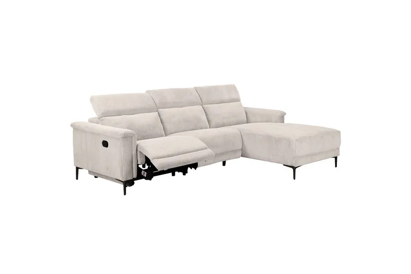 Reclinersoffa med hörn Loft24 Hörnsoffa 3-sits Lund Svart, PU, Vänster Manuell Fåtölj White 0 - Möbler - Soffa - Biosoffa & reclinersoffa