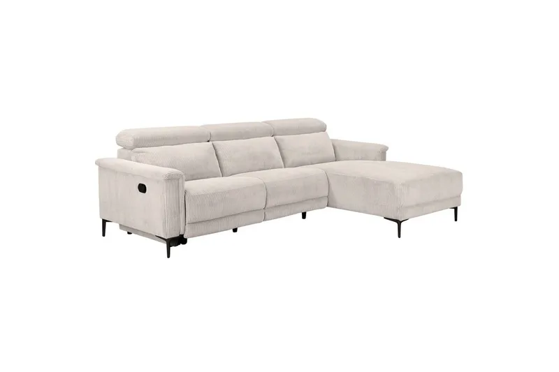 Reclinersoffa med hörn Loft24 Hörnsoffa 3-sits Lund Svart, PU, Vänster Manuell Fåtölj White 0 - Möbler - Soffa - Biosoffa & reclinersoffa