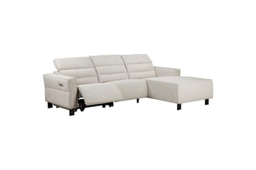 Reclinersoffa med hörn Loft24 Hörnsoffa Loft24 Carpari med elektrisk vilstol White Right-faced Belfast fabric - Möbler - Soffa - Biosoffa & reclinersoffa