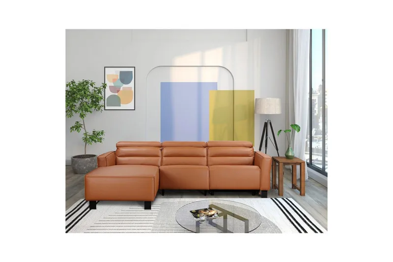 Reclinersoffa med hörn Loft24 Hörnsoffa Loft24 Carpari med manuell recliner Brown Left-faced Belfast fabric - Möbler - Soffa - Biosoffa & reclinersoffa