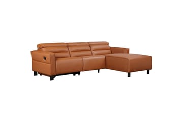 Reclinersoffa med hörn Loft24 Hörnsoffa Loft24 Carpari med manuell recliner Brown Right-faced Artificial leather - Möbler - Soffa - Biosoffa & reclinersoffa