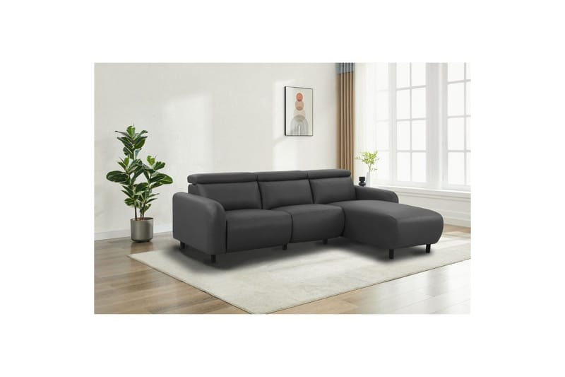 Reclinersoffa med hörn Loft24 Hörnsoffa Loft24 Skaane med manuell fåtölj Grey1 Artificial leather - Möbler - Soffa - Biosoffa & reclinersoffa