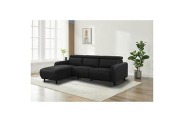 Reclinersoffa med hörn Loft24 Skaane Reclinersoffa 3-sits Black Artificial leather - Möbler - Soffa - Biosoffa & reclinersoffa