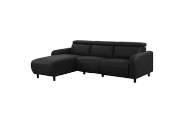 Reclinersoffa med hörn Loft24 Skaane Reclinersoffa 3-sits Black Artificial leather - Möbler - Soffa - Biosoffa & reclinersoffa