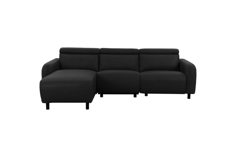 Reclinersoffa med hörn Loft24 Skaane Reclinersoffa 3-sits Black Artificial leather - Möbler - Soffa - Biosoffa & reclinersoffa