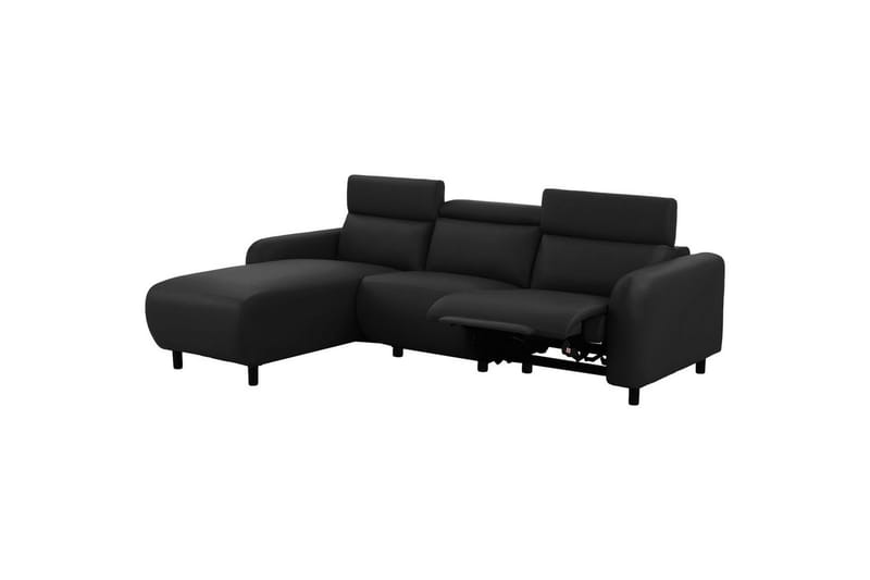 Reclinersoffa med hörn Loft24 Skaane Reclinersoffa 3-sits Black Left-faced Artificial leather - Möbler - Soffa - Biosoffa & reclinersoffa