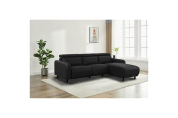 Reclinersoffa med hörn Loft24 Skaane Reclinersoffa 3-sits Black Right-faced Artificial leather - Möbler - Soffa - Biosoffa & reclinersoffa