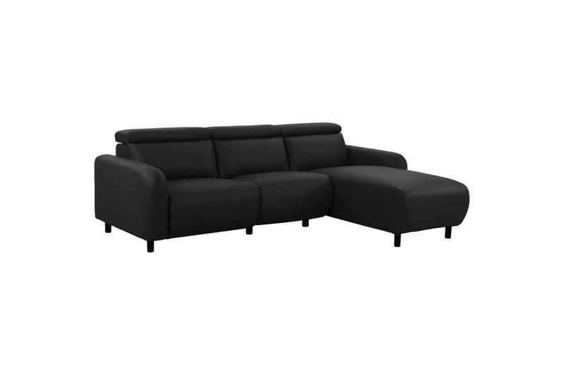 Reclinersoffa med hörn Loft24 Skaane Reclinersoffa 3-sits Black Right-faced Artificial leather - Möbler - Soffa - Biosoffa & reclinersoffa